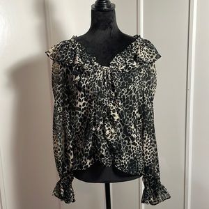 Topshop Cheetah print sheer blouse